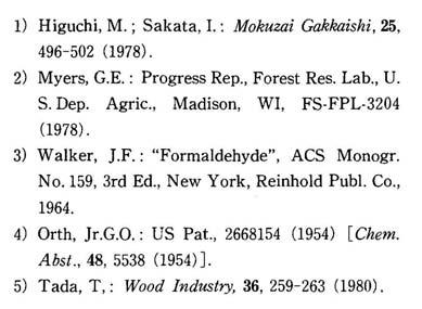 Vol. 35, No. 5, 19891 New Curing System of Urea-Formaldehyde Resins 459 Table 4 shows the results of curing with the aromatic dihydrazide, isophthaloyl dihydrazide, at 135 C.