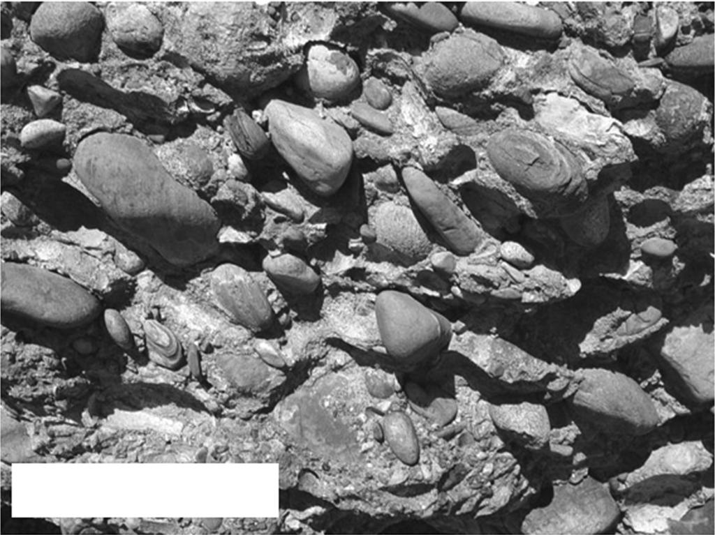 12 6. Figure 6a shows a vertical cliff section through a Siluro-Devonian conglomerate (cg), typical of those within the Auchtitench Formation (AUC), grid square 7016.