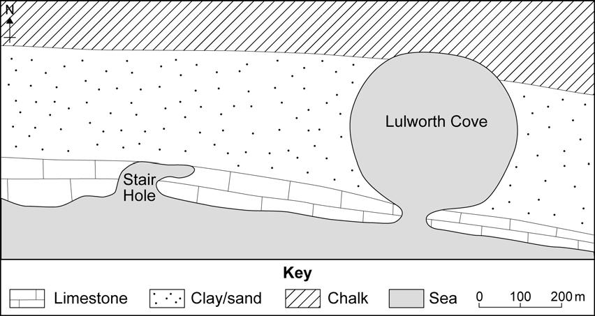 20 Do not write 4 (b) Study Figure 11. Figure 11 shows a simplified map of part of the Dorset coast. Different types of rock are found in this area.