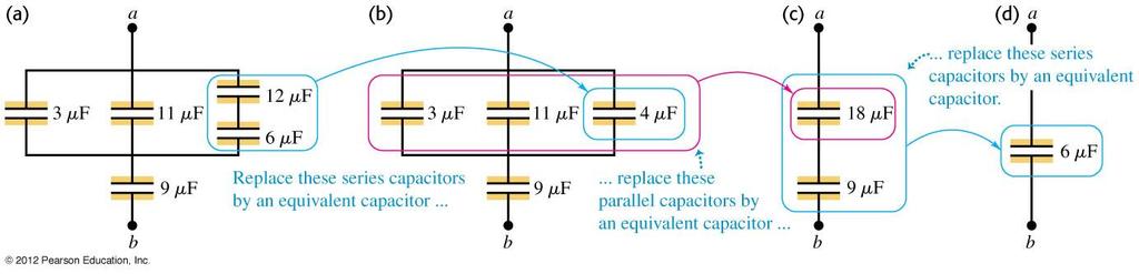 Calculating capacitance: a capacitor network A capacitor network with capacitors that are neither all in series nor all in parallel.