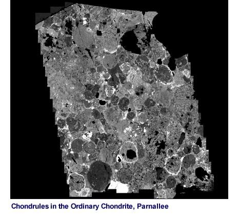 solar system formed Most contain chondrules (small spherical-shaped glassy-like objects embedded