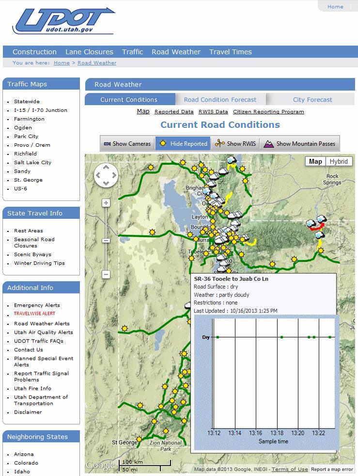 Current Road Conditions 142 road segments, Nov. 1 Apr.