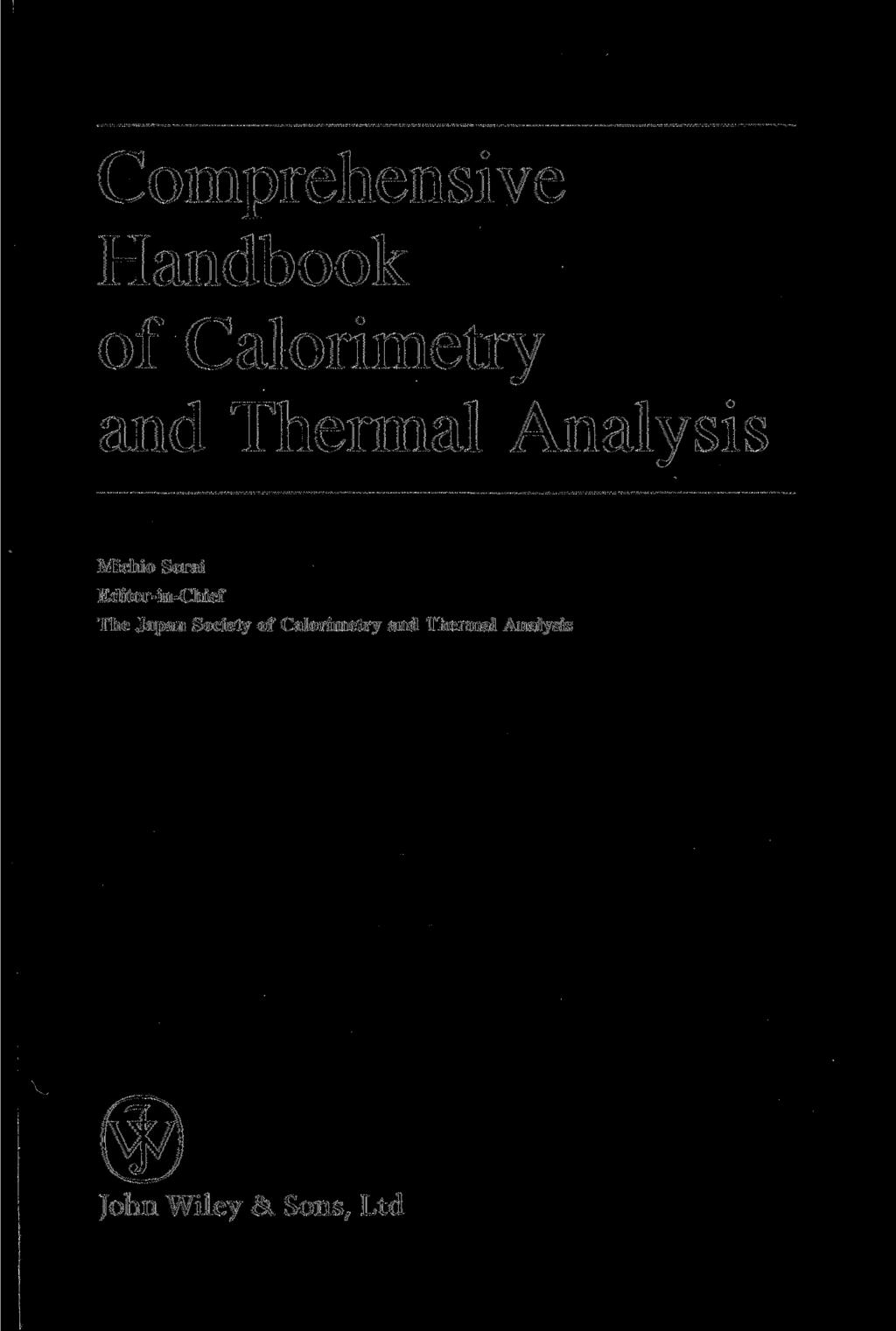 Comprehensive Handbook of Calorimetry and Thermal Analysis Michio Sorai