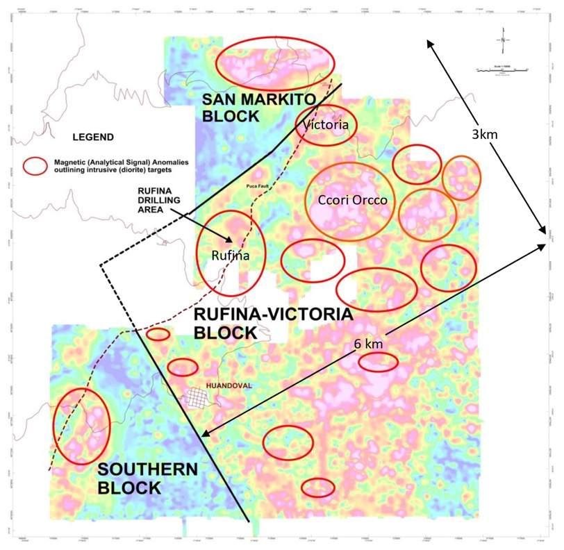 GEOPHYSICS Magnetic Map with TargetAreas Epithermal gold-silver mineralization occurs in structures principally associated with dioritic intrusives Dioritic intrusives can be