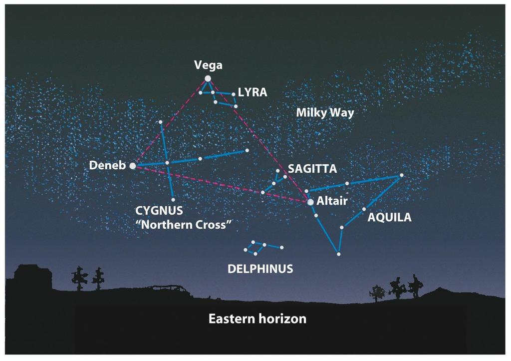 THE SUMMER TRIANGLE 30 The Summer Triangle connects three bright stars: Vega (in Lyra),