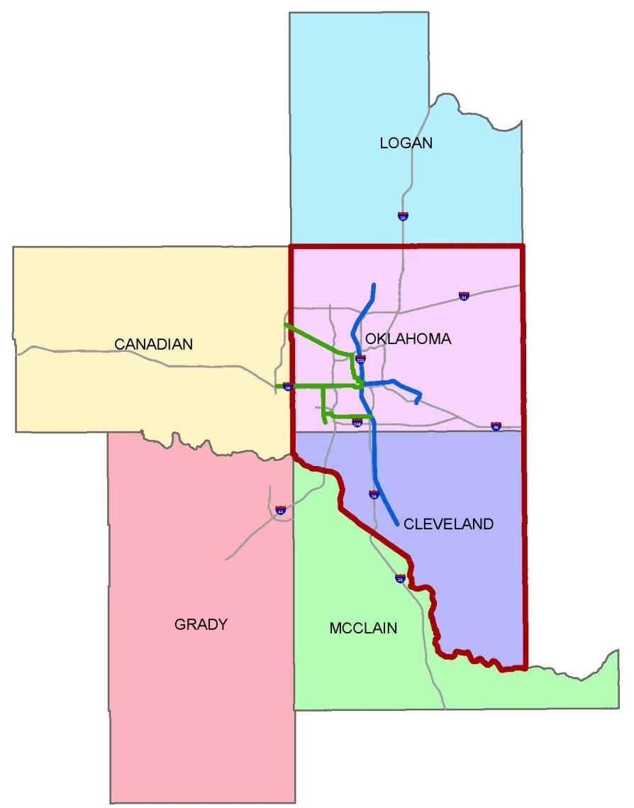 COUNTY MODEL OKLAHOMA and CLEVELAND COUNTIES EXAMPLE Boundary Population Map