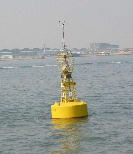 Weather Buoy an automatic weather station mounted on a 3-metre 3 diameter buoy measures wind, air pressure, temperature and