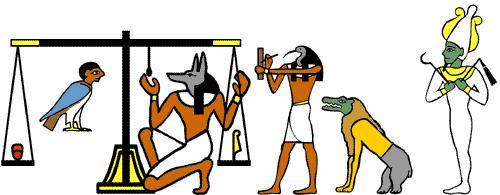 Anubis checking the scale THOTH recording results OSIRIS awaiting new arrivals Individual s heart MA AT s Feather of Truth AMMUT awaiting to eat the heart of evil souls CANOPIC JARS Held the