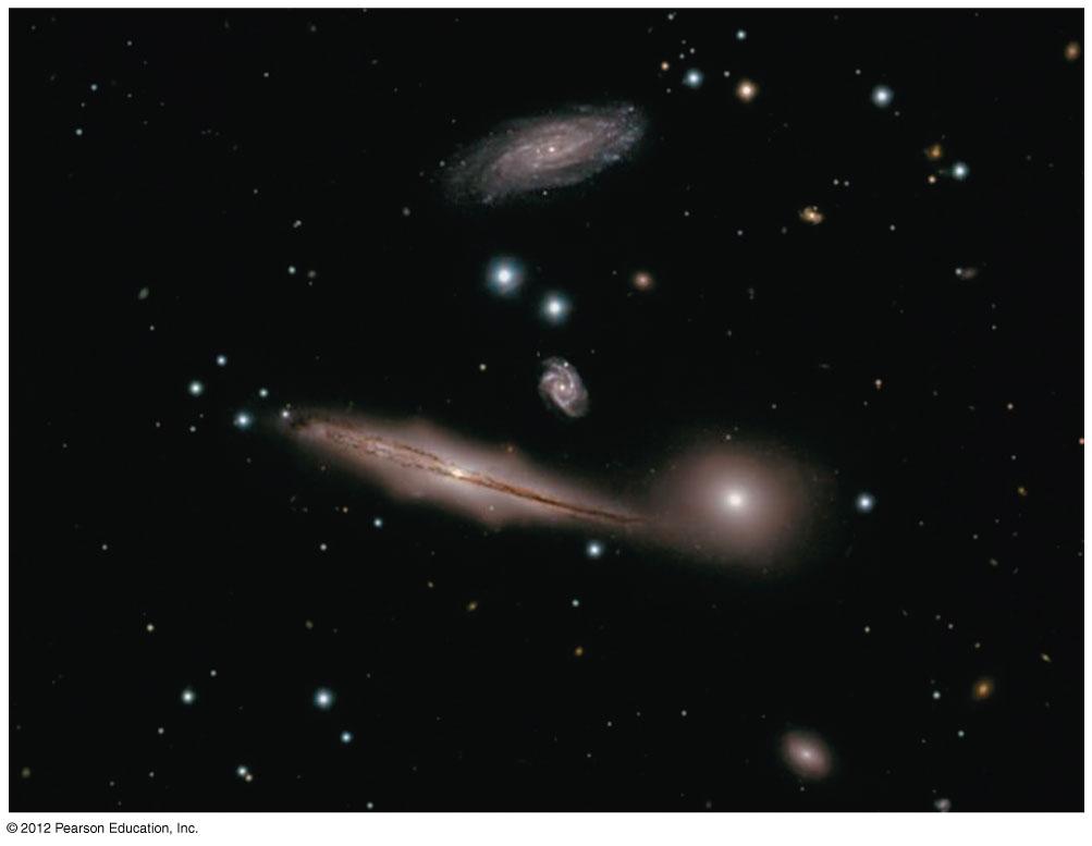 Spiral galaxies are often found in groups of galaxies (up to a several dozen galaxies per