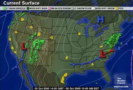 Low Pressure Centers (Cyclones) Changes in temperature, may initially