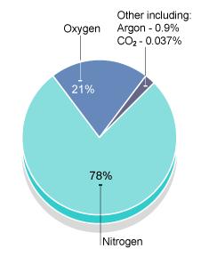 Atmospheric Composition Nitrogen 78% Oxygen 21% Argon -.93% Carbon Dioxide -.03% Water Vapor -.