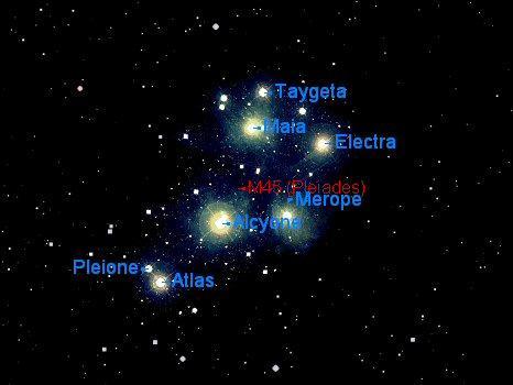 The stars of the Pleiades cluster would have formed from the gas and dust of a Nebula. Gravity draws the atoms of the Nebula together to form denser clumps of gas that become ever denser.