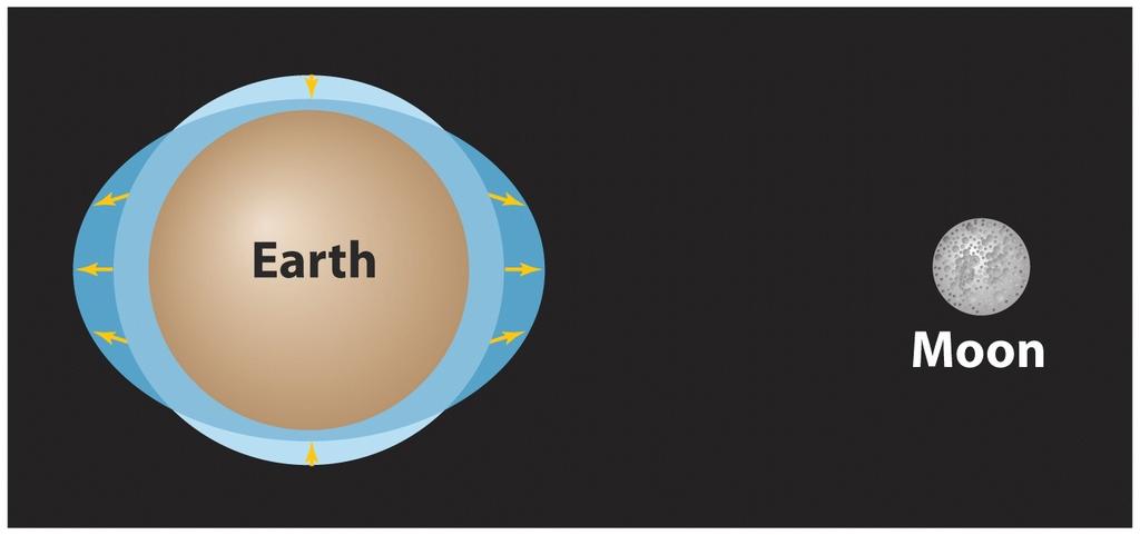 Earth rotates under the bulge Your location moves from under the high water, into