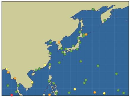 Ocean Observation Global Sea Level Observing System (GLOSS) Status within the PSMSL data set - December 2010 Category 1: "Operational" stations for which the latest data is 2006 or later.