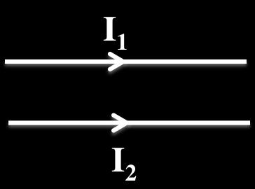 20. Two long, parallel conductors, separated by 14.0 cm, carry currents in the direction as shown. The first wire carries a current I 1 = 6.00 A, and the second carries I 2 = 8.00 A. (See figure below.