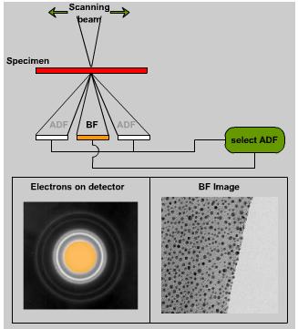 detector intercepts the diffracted electrons.