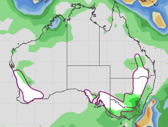 NSW on Thursday but overall drier pattern over the next 10 days aids slow recovery; rain uptick in the 11-15 day has low confidence and heaviest