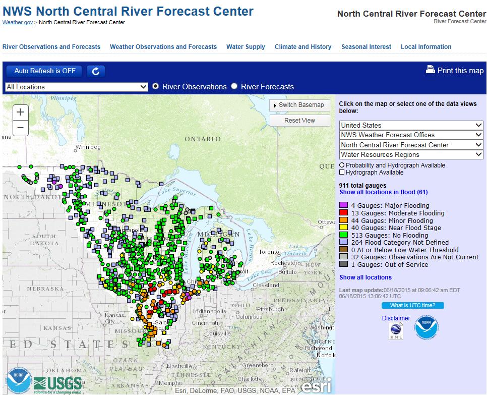 Mississippi River Basin Conditions June 18, 2015 Observed River Conditions http://www.weather.