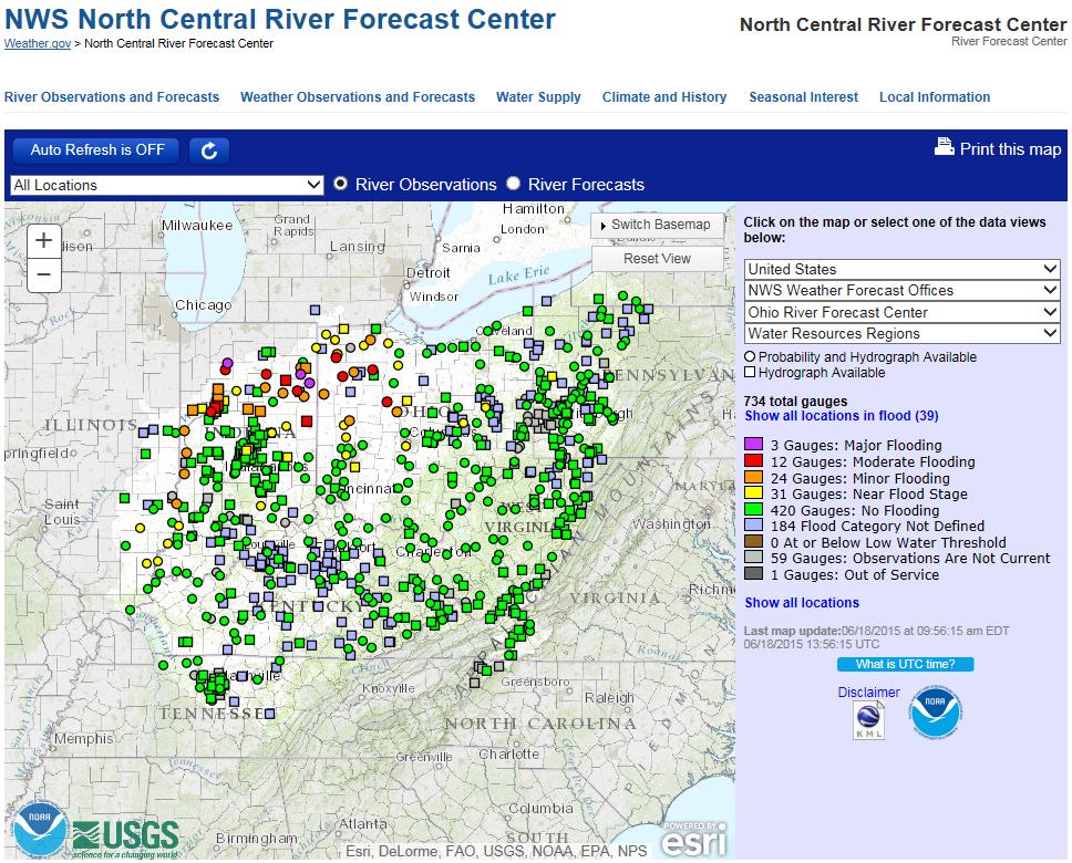Ohio River Basin Conditions June 18, 2015 Observed River Conditions Flooding