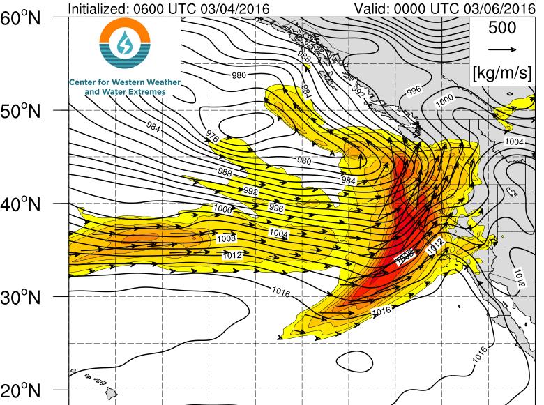 of an atmospheric river - Strikes mostly