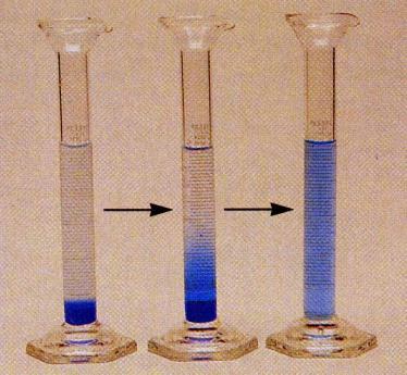 Diffusion Crystal of dye placed in a cylinder of water Describe the net direction of the movement
