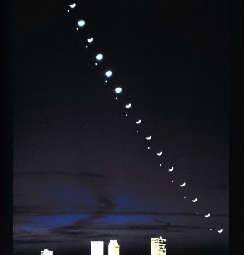 Motion of the Moon, Relative to Venus Tulsa, OK - 1988 - Zeilik 6/e Exposures, 10