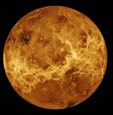 Scientists think Venus got a whole new surface millions of years ago. Huge lava flows covered almost all of Venus and hardened. The third planet we. will see is the most. familiar. It is Earth,.