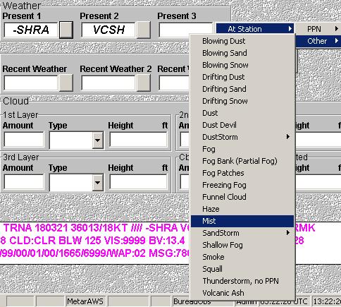 MetConsole Up to three present weathers can be reported at each observation. If there are less than three present weathers to be reported the unnecessary data fields should indicate No Sig Wx.