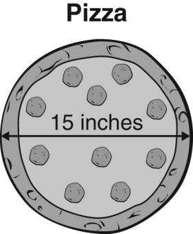 24. Charles cut a slice from a circular pizza with the diameter shown below.