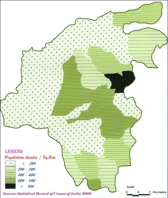 Figure 6: Ground water resource (2001) Figure 7: Population density (2001) The study area consists of mainly rural settlement.
