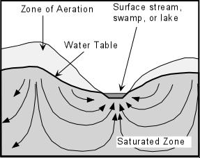 During wet seasons, the depth to the water table decreases.
