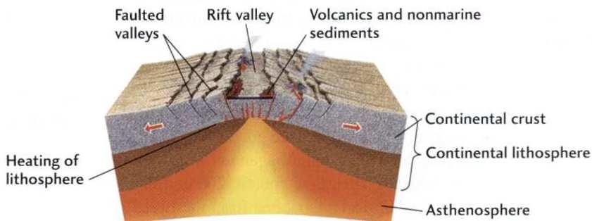 or adjacent to volcanic arcs, rift valleys, or collisional mountains.