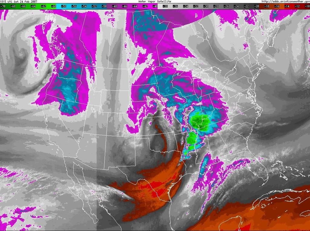 ENHANCED IR SATELLITE IMAGE Very cold, highly vertically developed clouds along the