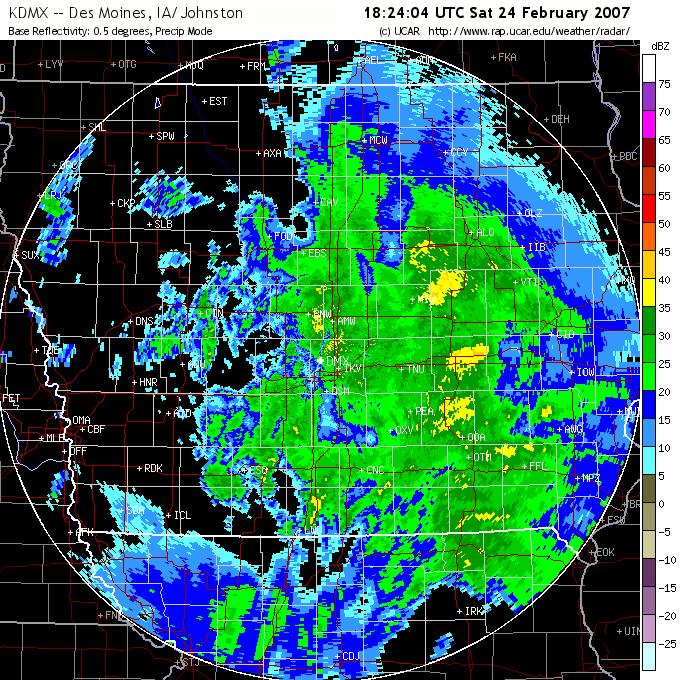 Freezing rain is occurring in Iowa where
