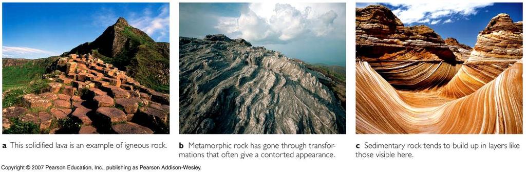 Reconstructing the history of Earth and life Types of rocks Igneous molten