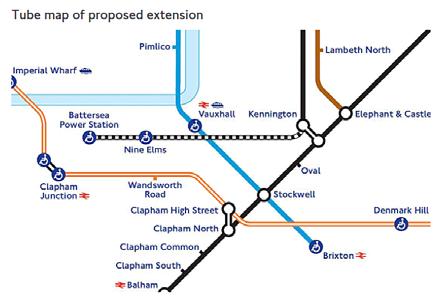 Changes due to the introduction of a new underground station at Battersea and improved walking