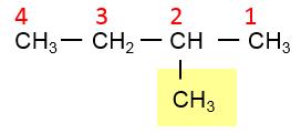 Use the lowest number number goes between Stem and Suffix No other functional groups except alkane, therefore: ane Butane 3a) Look for alkyl side