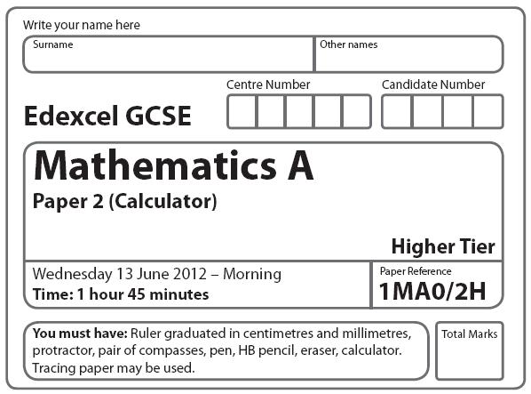 Practice Papers Set D Higher Tier A* 1380 / 2381 Instructions Information Use black ink or ball-point pen. Fill in the boxes at the top of this page with your name, centre number and candidate number.