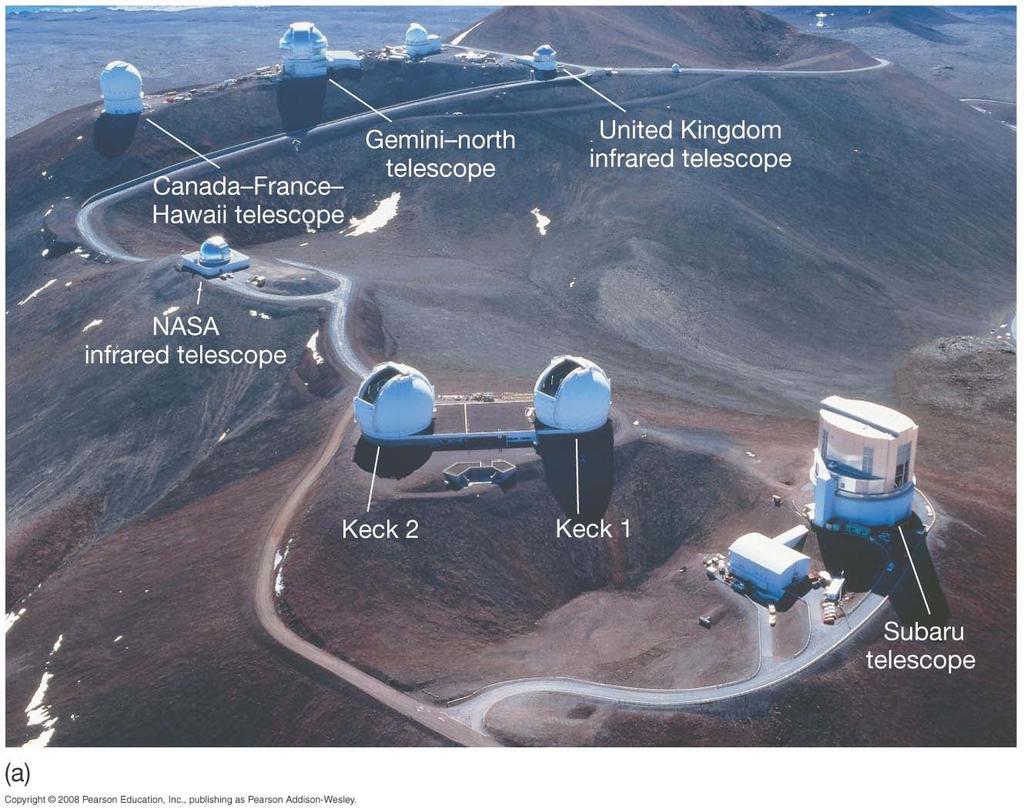 The largest telescopes are built at the highest altitudes, in order to avoid as much of the Earth s atmosphere