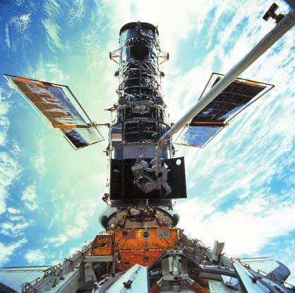 Hubble Space Telescope The Hubble Space Telescope was launched in 1990 by the space shuttle Discovery.