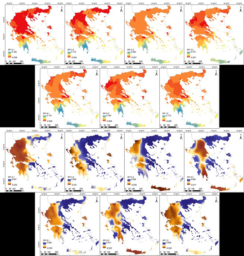 European Water 60 (2017) 323 Figure 2. SPI means (upper maps) and trends (lower maps). Each index presents different spatial patterns.