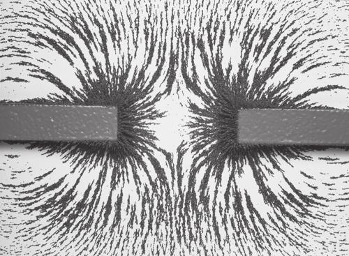 When opposite poles of two magnets are near each other, the resulting magnetic field applies a force of attraction.
