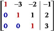 Example Solve the following system: Example continued New row 1 = row 2 New row 2 = row 1 First, we write the augmented matrix, writing 0 for the missing y term in the last equation.