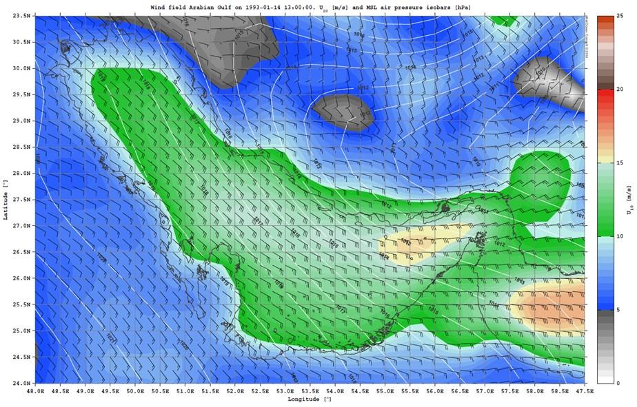 Atmospheric forcing One of the most important aspects in wave- and surge hindcasting, is the application of accurate wind fields.