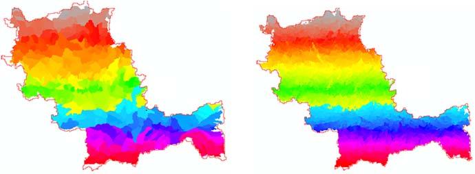 Fig. 6: ASTER: Area of watershed vs. Identification number Fig. 7: Watersheds from SRTM Data 3. Acknowledgements Fig.