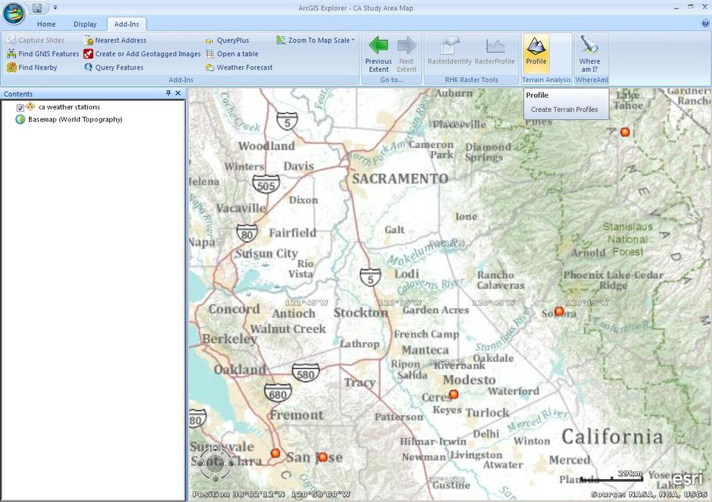 Click Restart Now. 6. If you had to restart ArcGIS Explorer, the CA Study Area Map.nmf will re-open.