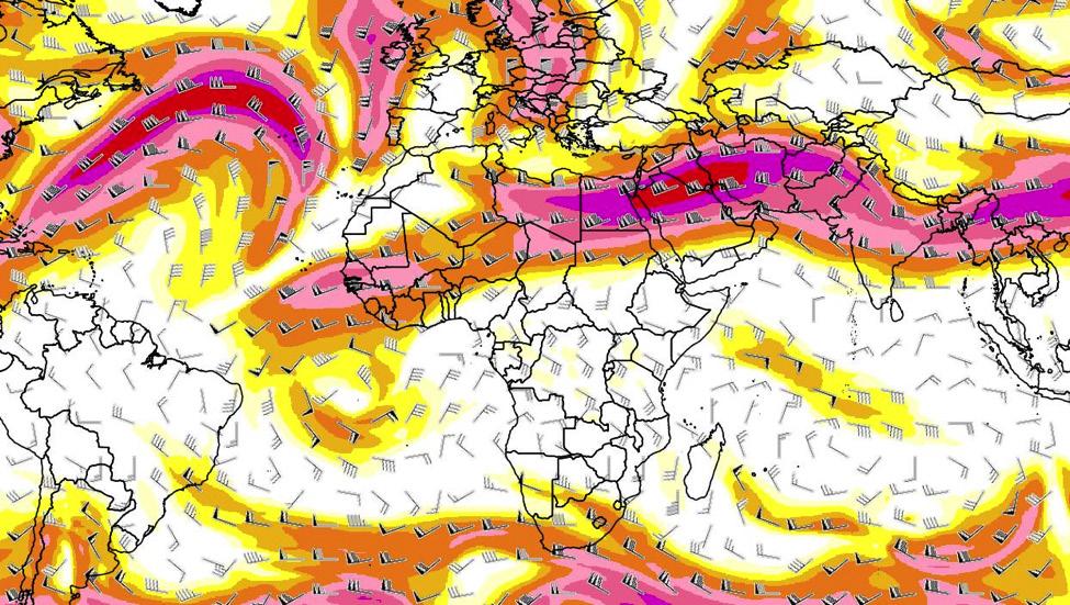 Upper Wind Overlay The Upper Wind Layer provides forecasted winds at several levels across the globe highlighting upper troughs, upper ridges and jet stream regions across the world with wind