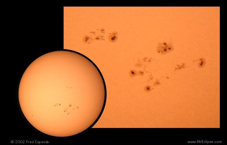 Photosphere - Sun with Giant Spots Effective temperature 5780K so sun is gaseous/plasma throughout Photosphere is