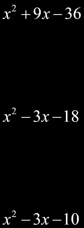 Slide 163 / 216 Slide 164 / 216 Examples Factor Examples Slide 165 / 216 Factor Slide 166 / 216 78 The factors of -12 will have what kind of signs given the following equation?