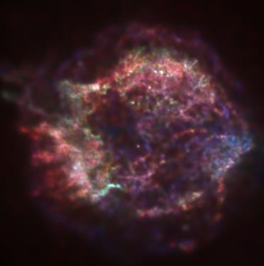 How do scientists determine if a supernova remnant is the result of a core collapse of a massive star or the thermonuclear destruction of a white dwarf?
